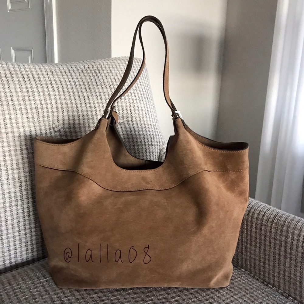 NWT Anna Paola Brown Suede Round Luce Adding Tote